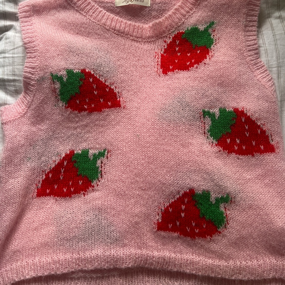 Pink Strawberry Knit Vest